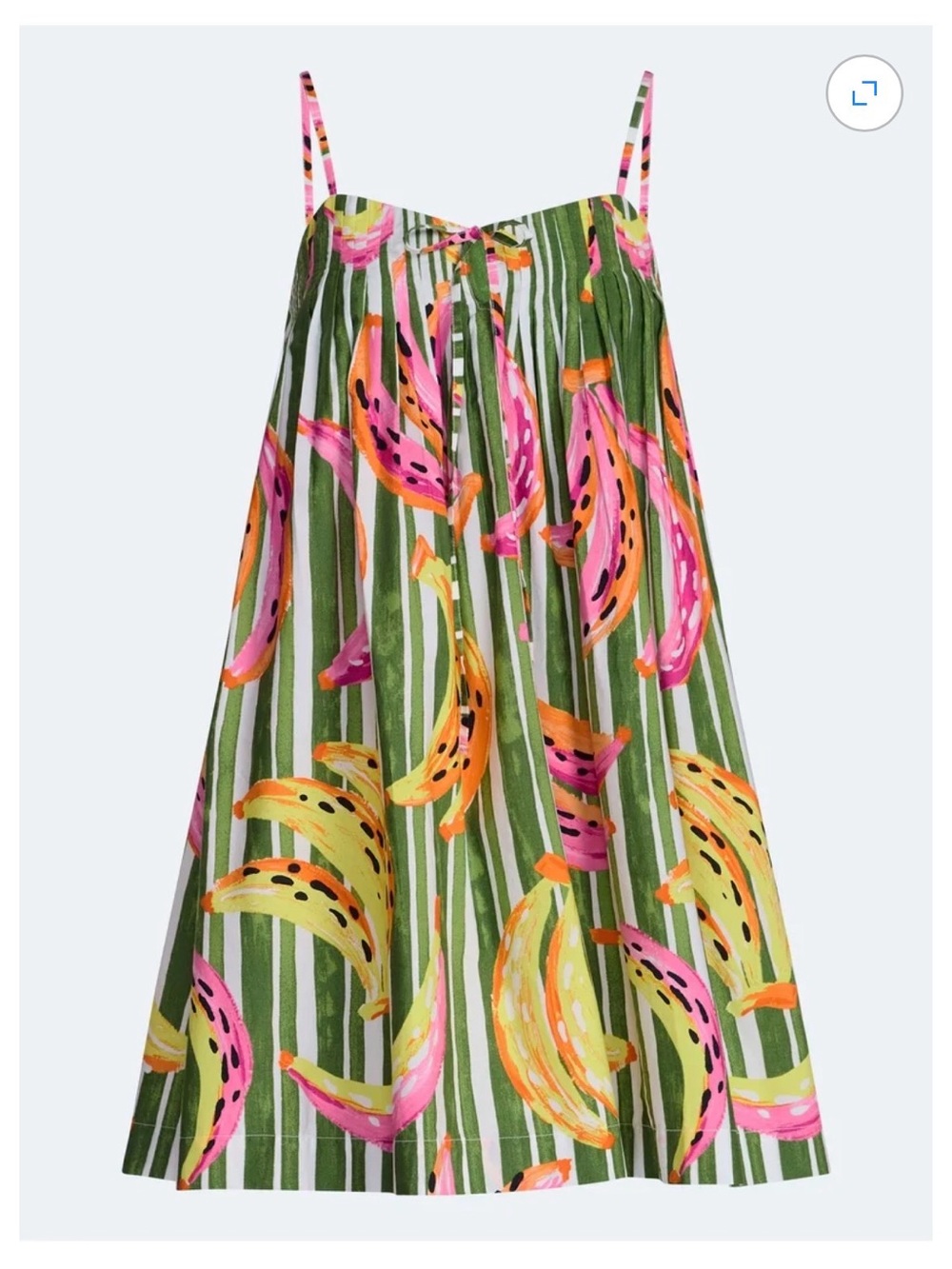 Women’s Cotton Pintuck Striped Banana Print Sundress